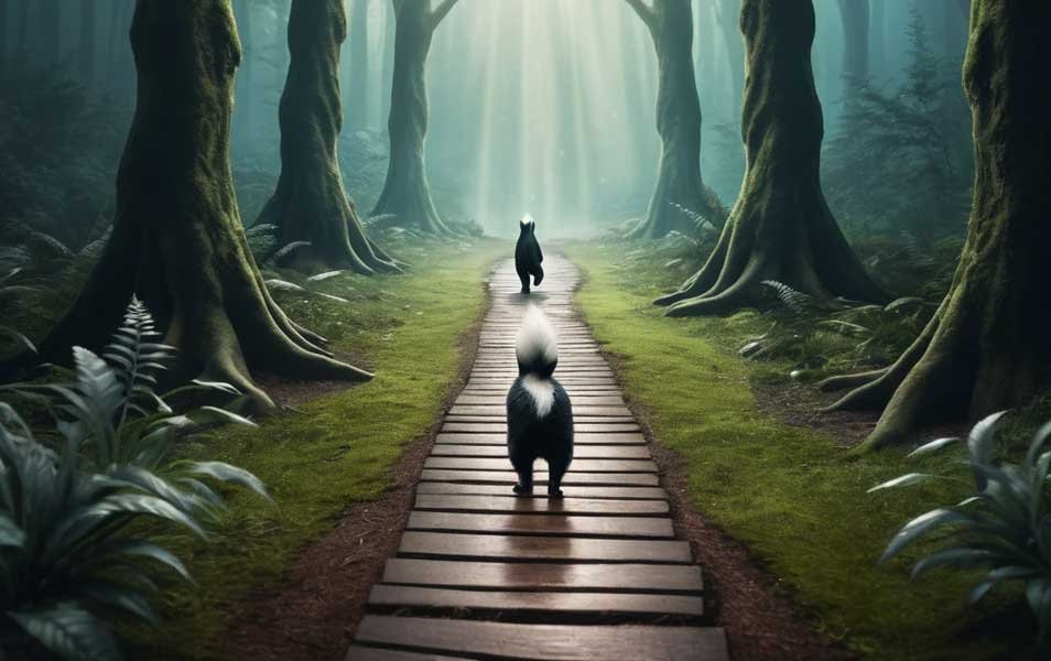 spiritual meaning of a skunk crossing your path